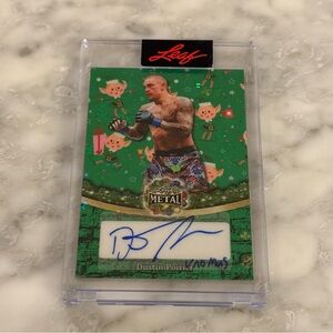 Dustin Poirier Auto 3/5 SSP Leaf Metal Holiday Edition Signed UFC Champion